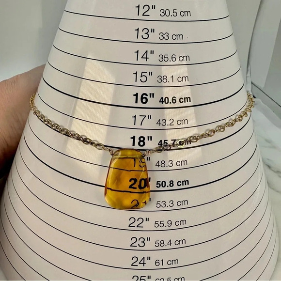 Honey Yellow Faceted Glass Pendant Necklace Delicate Chain Citrine Dangl… - Picture 6 of 9